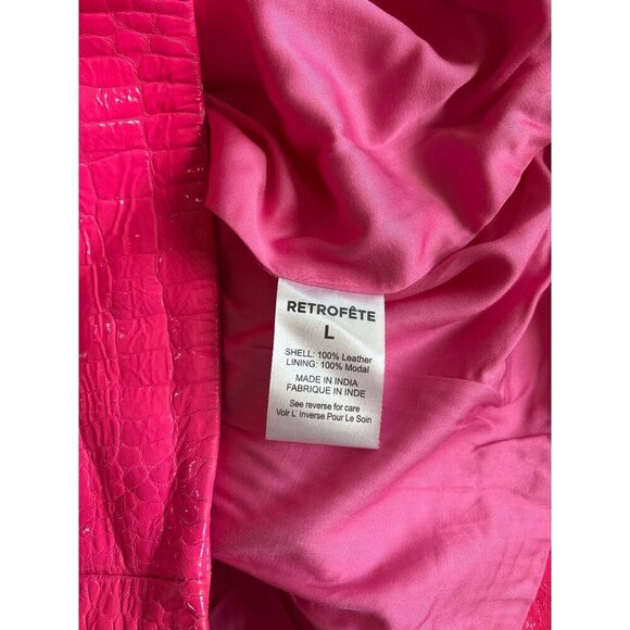 retrofete Kimora Leather Embossed Mini Dress Paradise Pink Womens Size Large - Picture 12 of 13